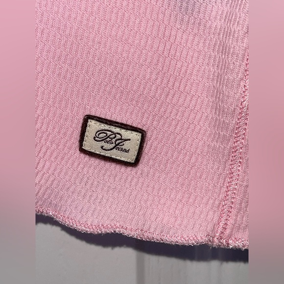 Vintage Y2K Ralph Lauren Polo Jeans Co Pink Hooded Henley 3/4 Sleeve Sz Medium - Picture 4 of 5